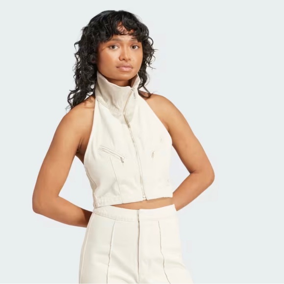 NEW WITH TAGS Adidas Fashion Montreal Denim Cropped Vest - Picture 3 of 7